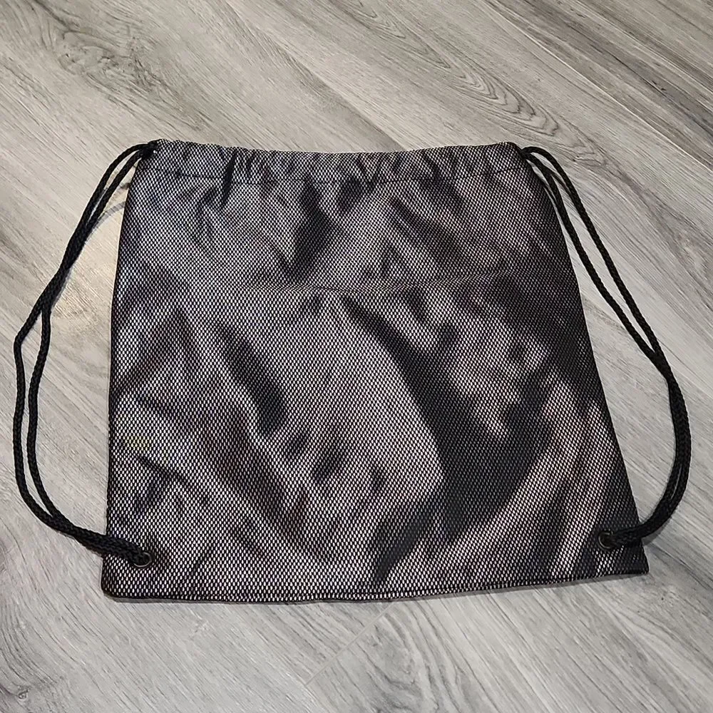 Victoria Secret Black Netted w/Pink Details Soft Drawstring Backpack